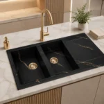 سينک گرانيتی مشکی رگه طلايی مدل آوين
